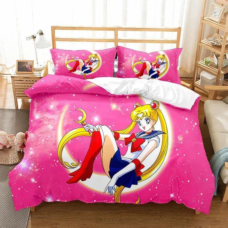 

Sailor Moon Bedding Set Quilt Cover Cosplay Pillowcase Cartoon Anime Decor Bed Spead Bedroom Duvet Cover Bedding Suit Kids Gift EU Double(200*200cm)3pcs