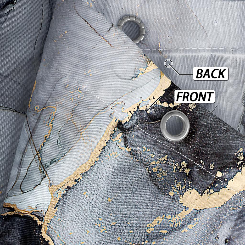 1 Piece of 180x180cm Black Marble Pattern Digital Printing Shower Curtain Partition Bathroom Waterproof and Mold Resistant