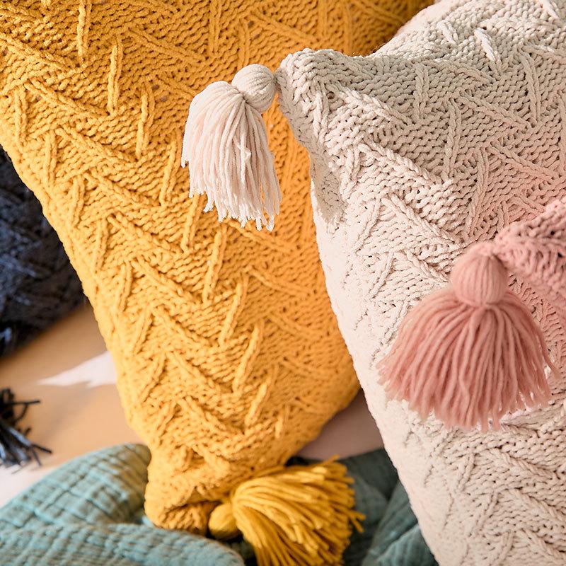 Chenille Knitted Pillow Cushion Cover - Home Furnishing Accessory (Core Not Included)