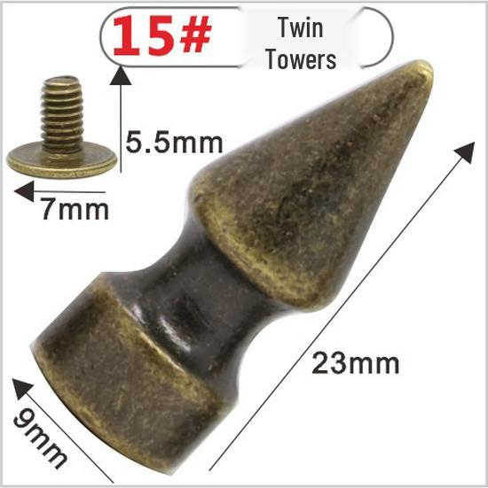 Punk Spike Alloy Bullet Rivet Horn Cone with Base Screw for Apparel, Bags, Shoes