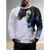 Spring and Autumn Round Neck 3D Animal Pattern Printed Top Fashionable Casual Long Sleeved Men's T-shirts
