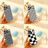 Black White Checkered Phone Case For iPhone 17,16,15,14,13,12,11 Pro,Max,Plus,Mini,Air,E Magnetic Frosted Clear