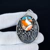 Orange Spiny Oyster Pendant, 925 Sterling Silver Handmade Jewelry, Orange Spiny Oyster Silver Pendant, Party Wear Jewelry For Women's, Pendant Gift