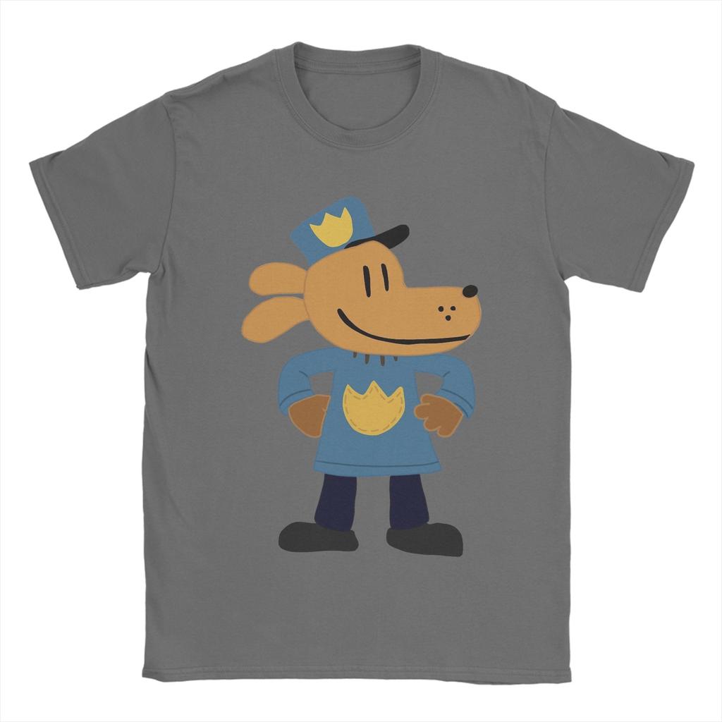 Dog Man Cartoon T Shirts Mens  100 Cotton Crazy TShirt O Neck  Tees Short Sleeve Clothes New Arrival