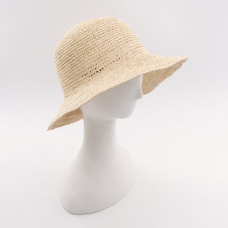 Summer New Lafite Straw Hat, Crochet Big Eaves Hat, Outdoor Travel Beach Sun Protection Lafite Grass Basin Hat Bucket Hat