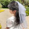 White Veil Hair Clip Bow Bridal Tulle Gift Girls Head Gauze  Photo Props