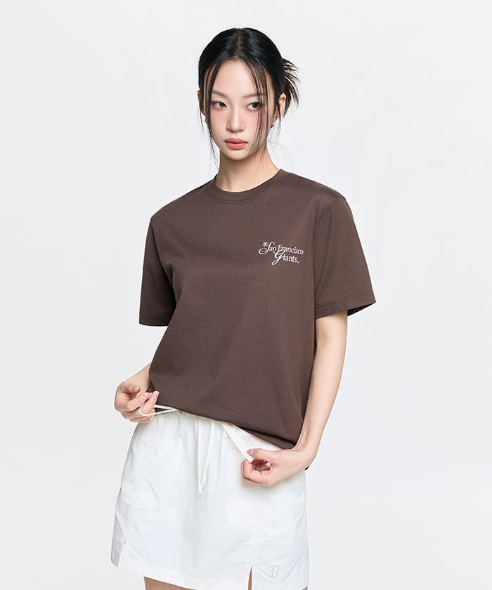 Emelbi Serif Lettering Semi-Oversized Short Sleeve T-Shirt Sf (D.Brown)