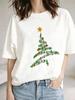 (Asian Size) watercolor sweet cute Christmas Festival Tee Clothing New Year T Shirt Women Fashion Top Print Woman Short Sleeve Graphic T-shirts