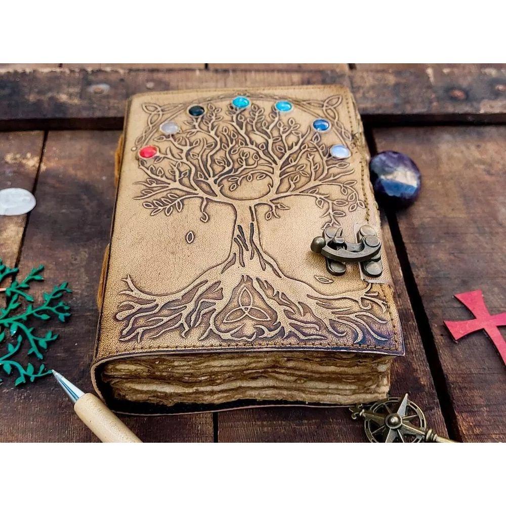7 Stein Leder Journal Baum des Lebens Notizbuch blanko Skizzenbuch Reisen