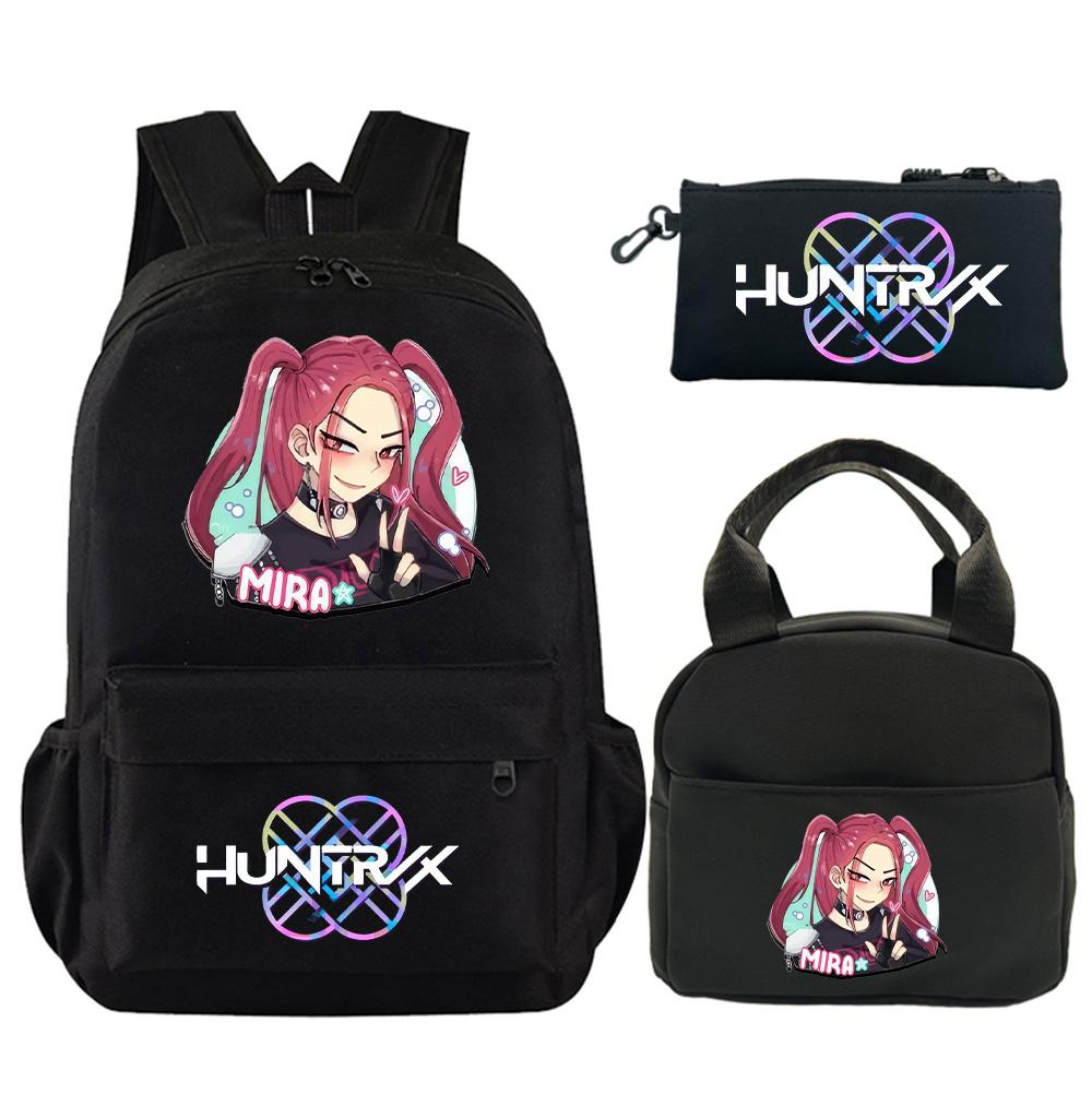 3 st/set Anime Tryckt Ryggsäck med Axelväska Pennfodral för Tonåring Student Pojke Flicka Skolväska Stor Kapacitet Vattentät Bokväska Barnpresent