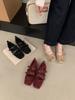 2025 new autumn gentle wind retro square head bow belt buckle shallow mouth single shoe women's soft sole one pedal