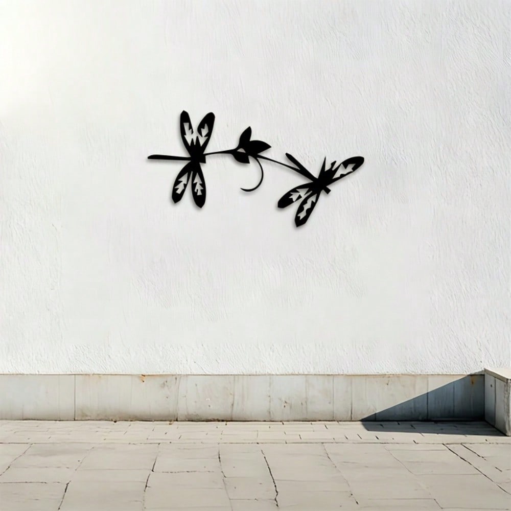 Iron Dragonfly Metal Wall Art Weather Resistant Garden Fence Patio Decor