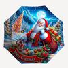 1pc Merry Christmas Festive Gift: Automatic Opening/Closing Umbrella with Portable Tri-Fold Design, 8-Bone Iron Frame, Perfect for Fans, Travelers, Da
