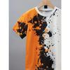 Boys' Casual Short Sleeved Shorts Set, 3D Printed Contrasting Ink Design, Suitable for Weekends and Outdoor Activities