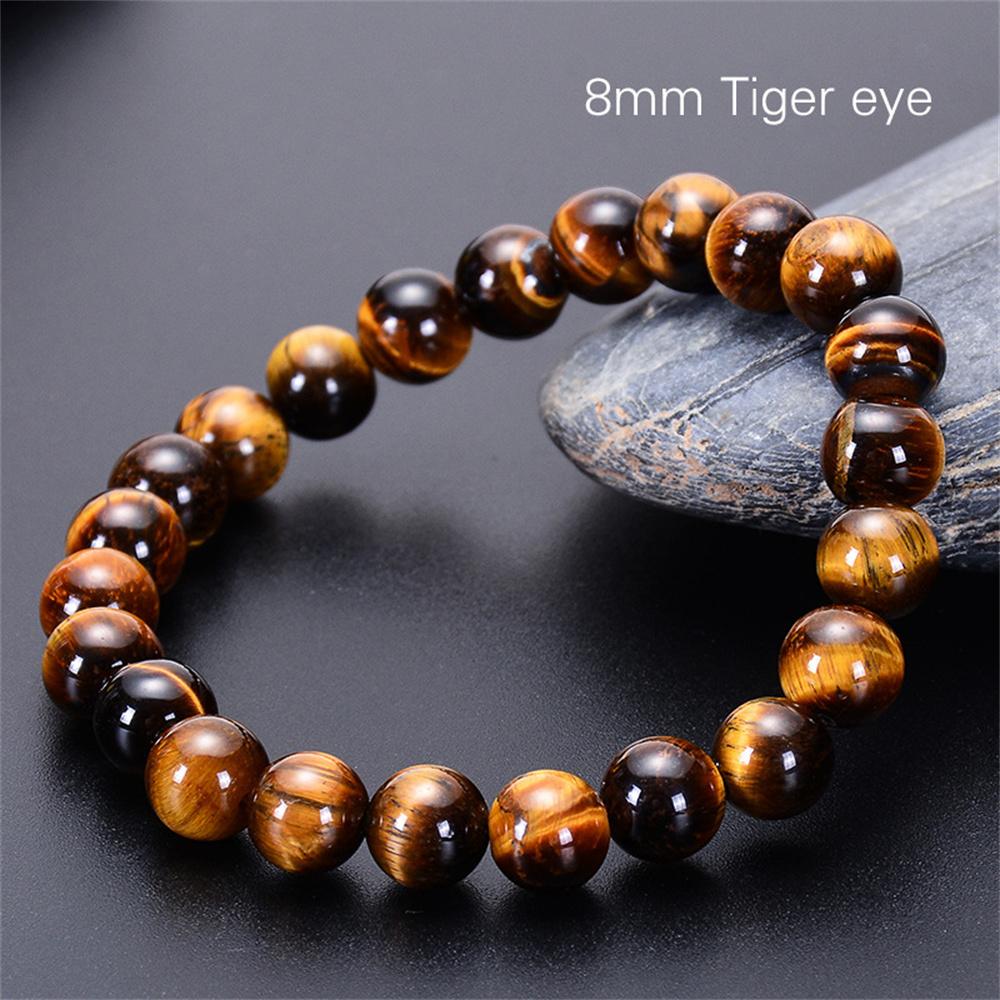 Kirykle Fashion Tiger Eye Bangles Men 4-12mm Natural Energy Stone Beads Reiki Healing Bracelets for Women Jewelry Pulseras Gifts