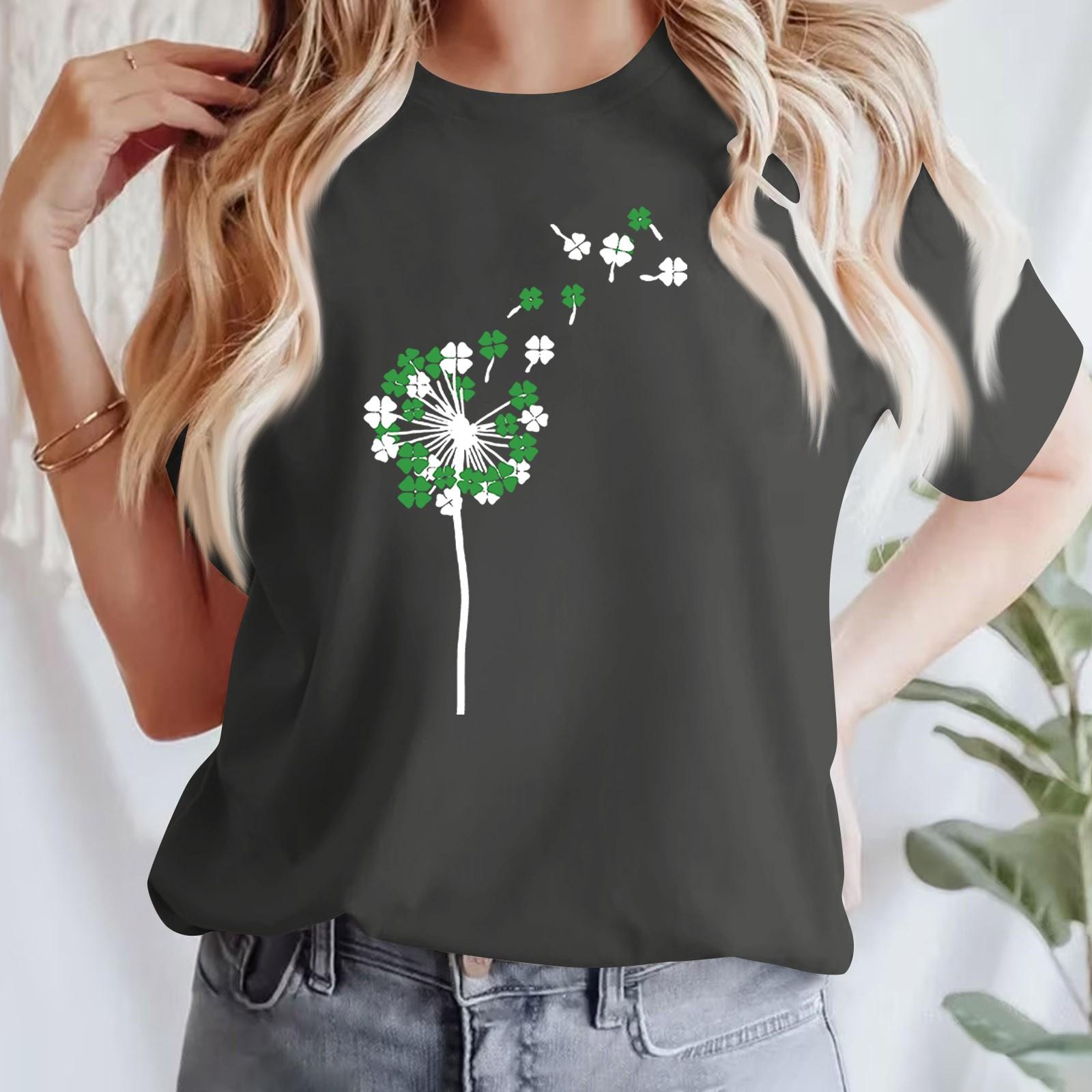 

Женская повседневная футболка с принтом, пуловер с круглым вырезом, топ с короткими рукавами M