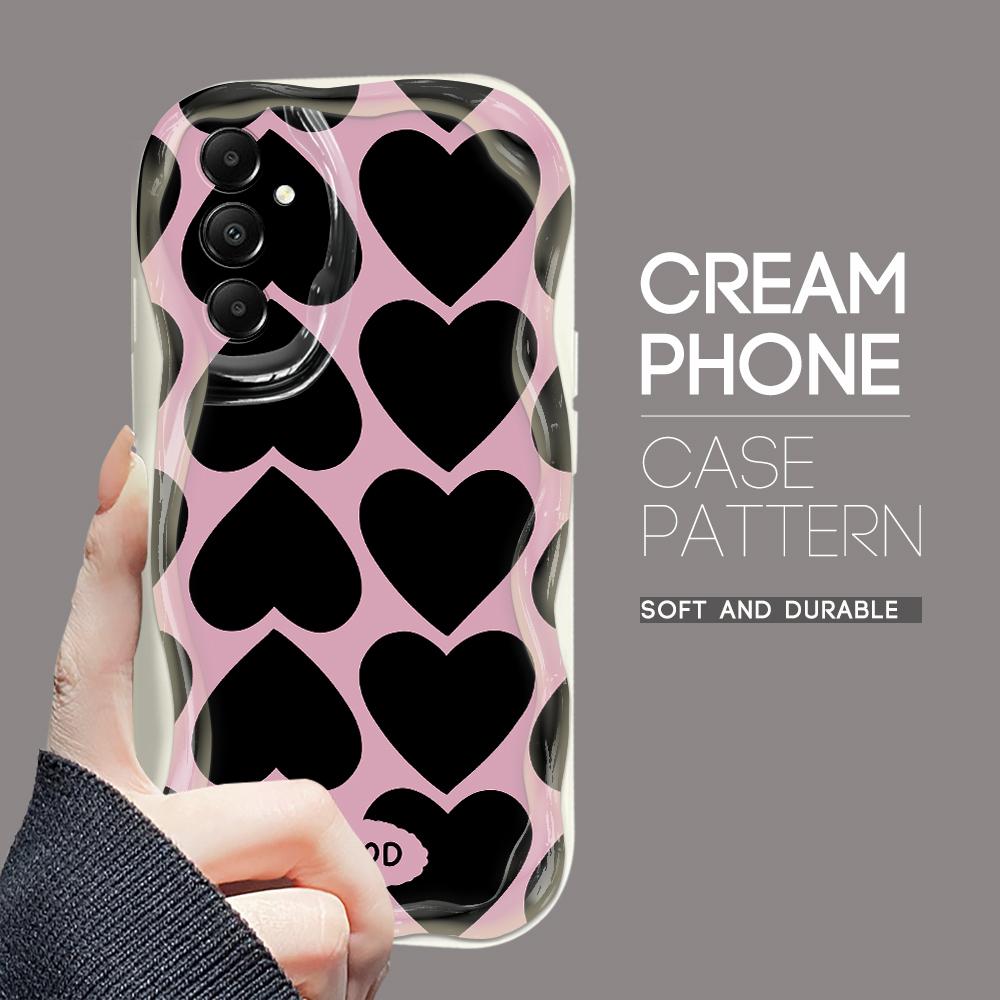 Roztomilý kreslený vzor s krémovou texturou Pouzdro s měkkým silikonovým zvlněným okrajem pro Samsung