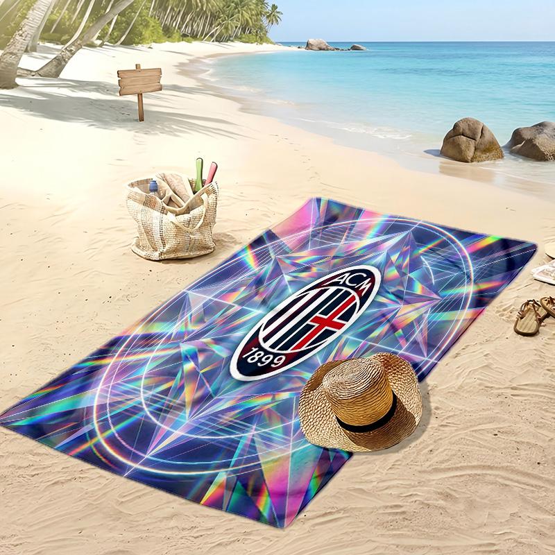 Toalla de Playa Estampada AC Milan Secado Rápido Suave Portátil Grande Rectangular Manta de Playa para Viajes Piscina