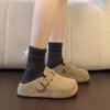 Super Soft Sheepskin Inner Height Increase Boken Bag Head Half Slippers Women's Outer Wear 2025 Autumn New Lazy Platform Muller Shoes