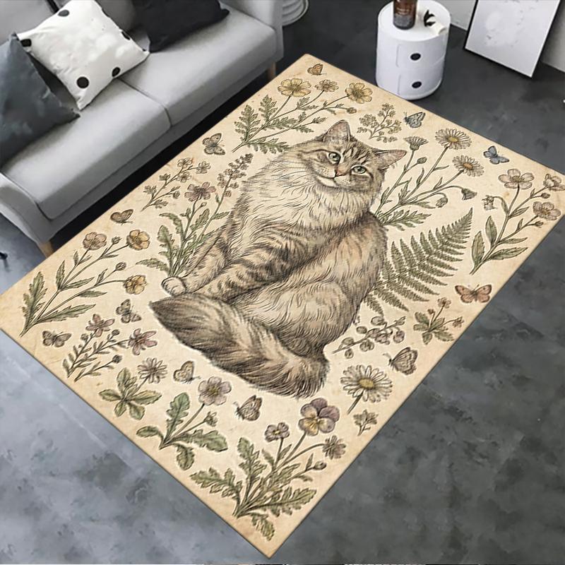 

2025 New Cat Retro Carpet Rug for Living Room Bedroom Home Sofa Decoration,Kids play Non-slip Floor Mat08 40x60cm( 15x23in )