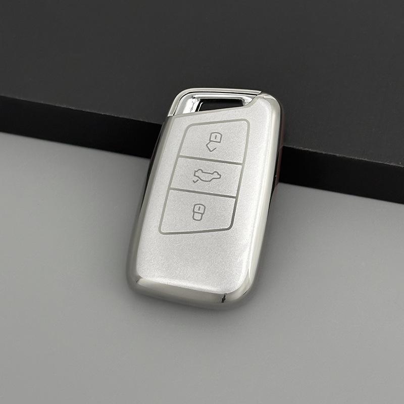 Volkswagen Magotan/Passat B8/Arteon Key Cover: Silver Quicksand Soft Rubber Protective Shell