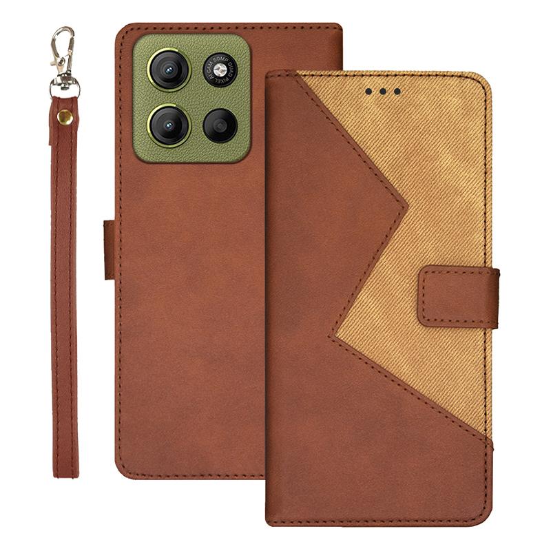 IDEWEI For Motorola Moto G15 Power 4G Case Card Slots Splicing Color Leather Phone Cover