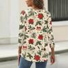 Women's T Shirt Christmas Print Button 3/4 Sleeve Daily Weekend Fashion Basic V- Neck Regular Top