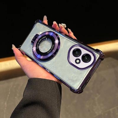 For Honor 400Lite Case Luxury Plating Stand Shockproof Clear Case For Honor 400 400Pro 300 200 100 90Lite Nova13 12 X7 X8C Cover