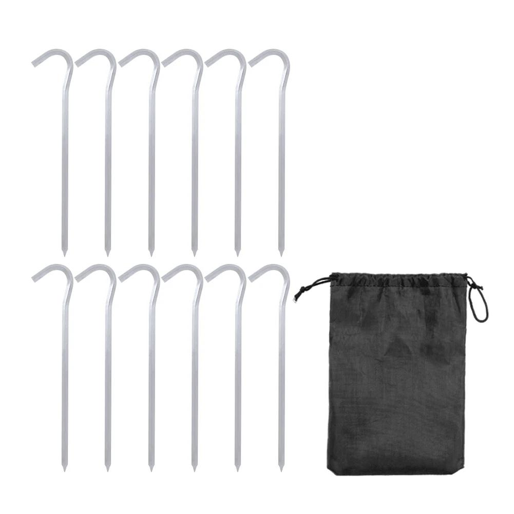 

12Pcs Tent Pegs 18cm Garden Stakes Aluminum Alloy Metal Tent Spikes Outdoor Tent Nails for Outdoor Camping Canopy серебряный
