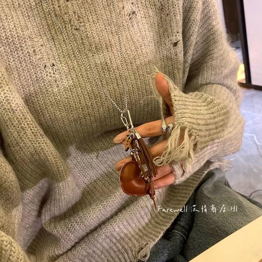 Premium Sense Original Homemade, Korean Version Ins Ocean Patrick Star Long Necklace Niche Retro Adjustable Sweater Chain