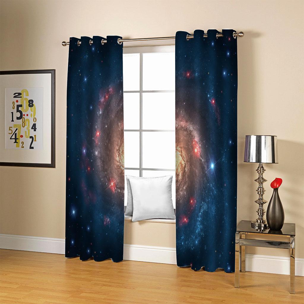 

Галактическая ночь Звездное небо Тема Солнцезащитная штора Мальчик Спальня Гостиная Балкон Классическая тонкая штора 100W130H(CM)40x51in&Grommet Top