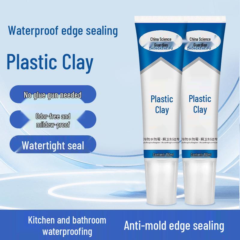 White Anti-Mold Waterproof Sealant for Kitchen, Bathroom, Toilet, Sink - Plastic Steel Clay