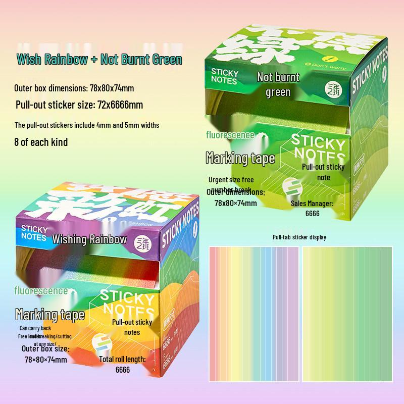 Rainbow Tearable Fluorescent Sticky Notes - Back-to-School Essentials