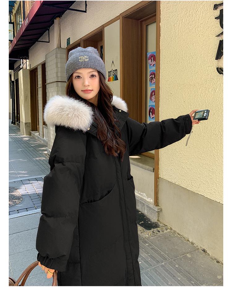 2024 Women's Extra-Long Korean Cotton Quilt Coat - Winter Over-the-Knee Loose Fit