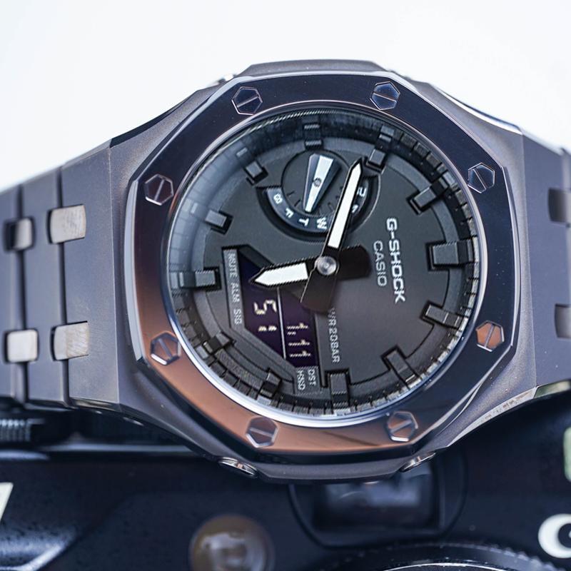 Casio Herren Flüssigkristall/Analog Dual-Display Serie Schwarze Uhr GA-2100-7A-