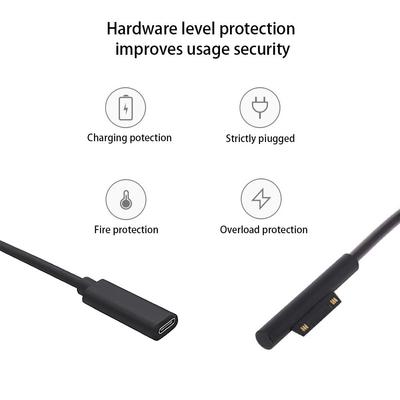 Laptop4 3 2 1 15V 3A Surface Connect To Type C PD Fast Charging Cable, Compatible for Microsoft Surface Pro 8 7 6 5 4 3 Go3 2 1
