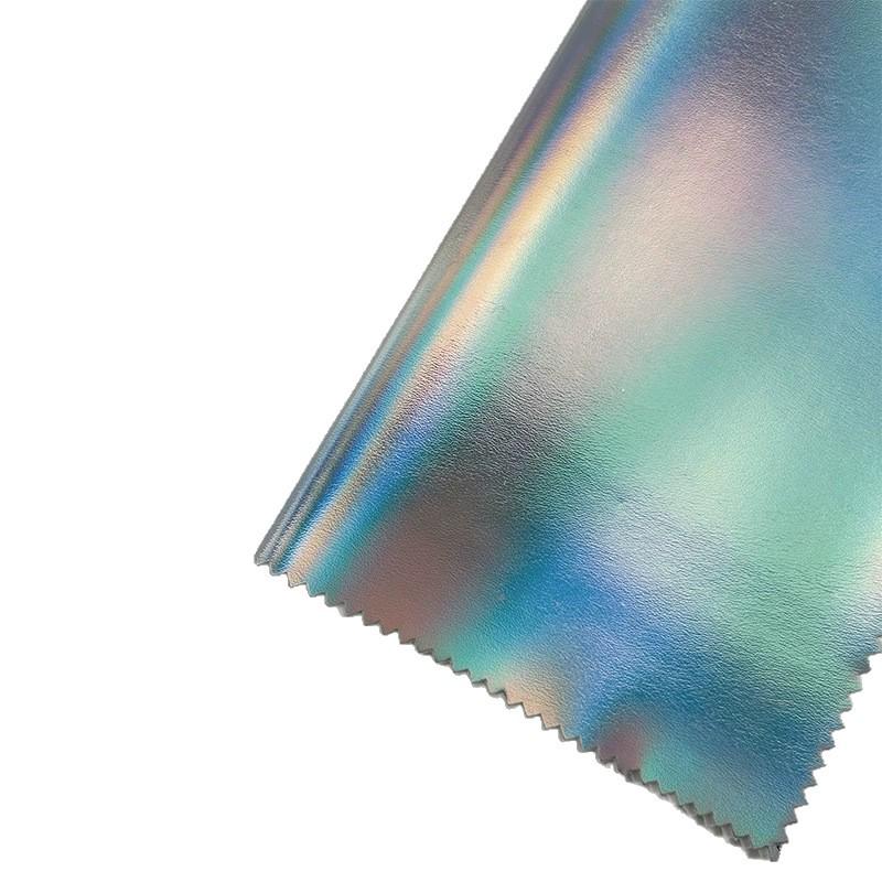 Iridescent Metal-Texture PU Leather with 1.2mm Cotton Fluff Backing for Luggage and Glasses Case Packaging