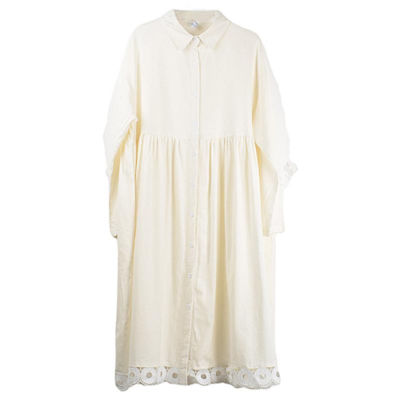 

XITAO однотонное свободное повседневное платье с длинными рукавами LYD1107 One Size белый