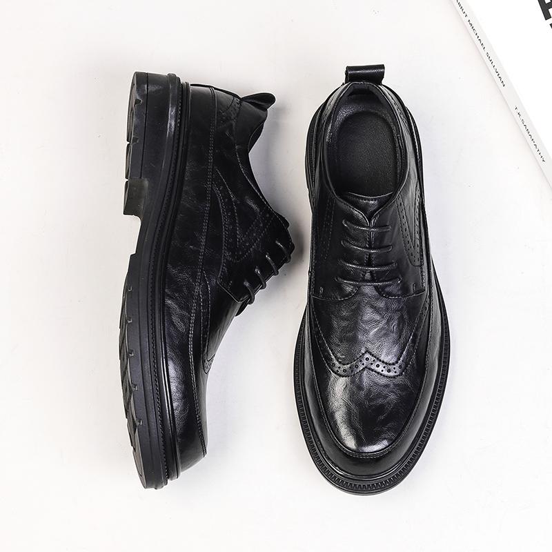 Zapatos Mocasines de Cuero Genuino de Plataforma Gruesa para Hombre Estilo Harajuku Coreano Streetwear Business Casual Boda Zapatos de Cuero para Hombre