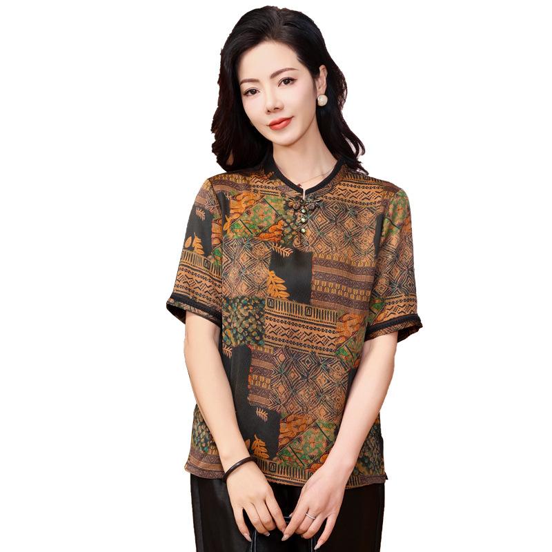 Large Size Pearl Satin Fragrant Cloud Yarn Shirt Women's Spring Dress Retro Color Loose and Thin Mulberry Silk Shirt