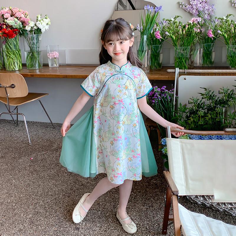 Dziewczęca Koronkowa Sukienka Księżniczki Qipao w Kwiaty