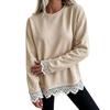 Damen Freizeit-Sweatshirt mit muschelförmigem Wellensaum und Spitzenkragen