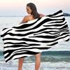 Creative Black White Striped Pattern Microfiber Beach Towel, Quick-Dry Summer Essential for Seaside