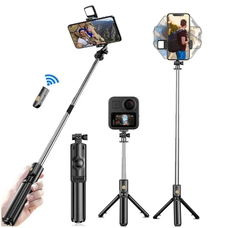 With Light Bluetooth Remote Wireless Selfie Stick Tripod Stand Extendable for iPhone Mobile Phone Tk Live Streaming