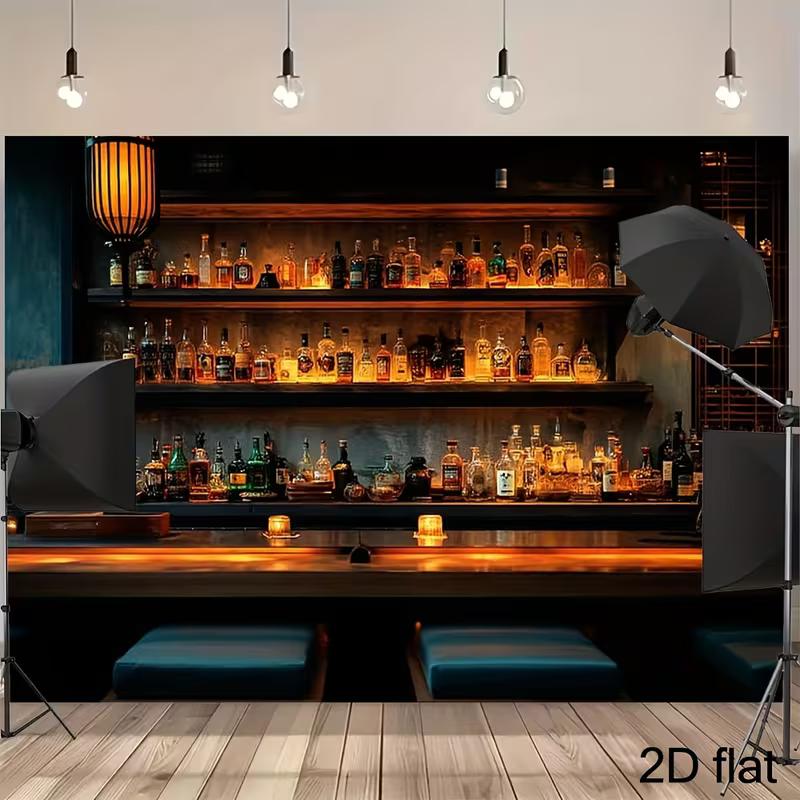 Bar Nightclub Themed Tapestry, Whiskey Bottles Wall Hanging for Photo Background