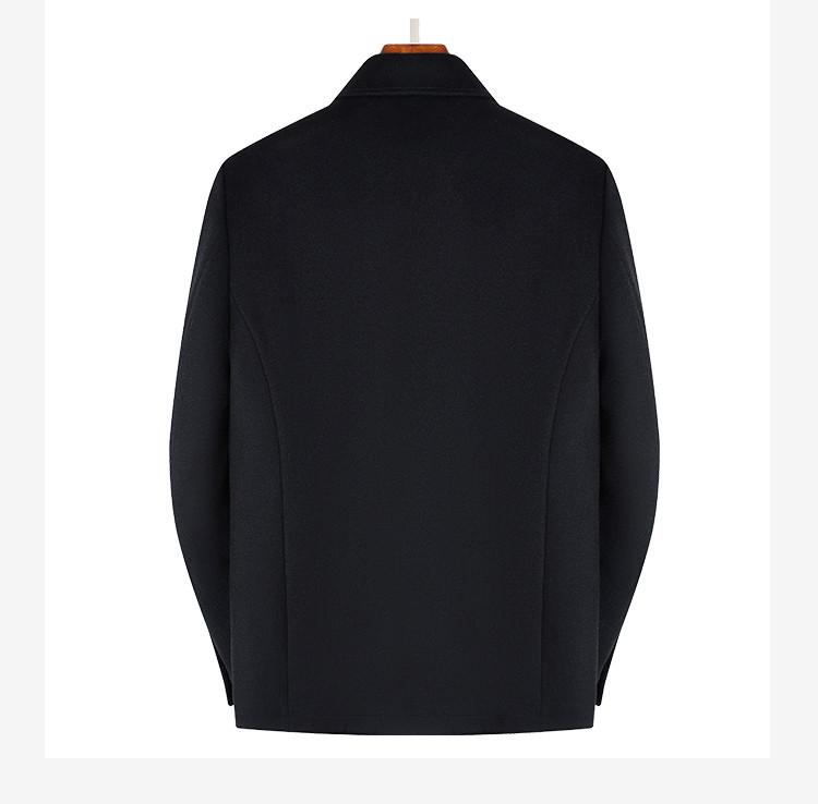 [Cashmere+Sheep Wool] Spring and Autumn Thick Wool Jacket Men's Solid Color Business Collar Cashmere Jacket