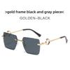 New Noframe Leopard Pattern Square Sunglasses With Pc Lenses For Outdoor Use