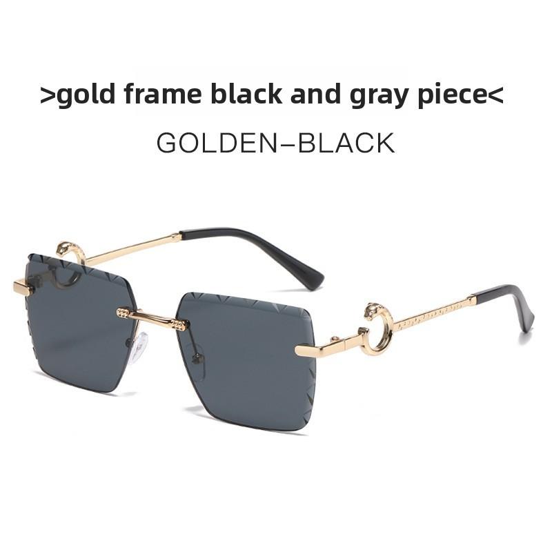 New Noframe Leopard Pattern Square Sunglasses With Pc Lenses For Outdoor Use