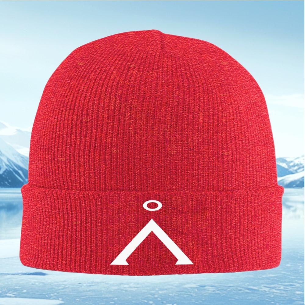 White emblem geometric shape symbol Men Women Unisex Knitted Hat Beanie Pullover Cap Winter Thermal Warm Christmas Outdoor Cycli