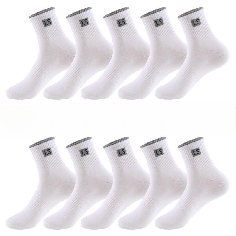 Herren Mid-Tube Socken - 10 Paar, Bequemes Material mit Buchstabenlogo für Sport und Freizeit, Erhältlich in mehreren Farben